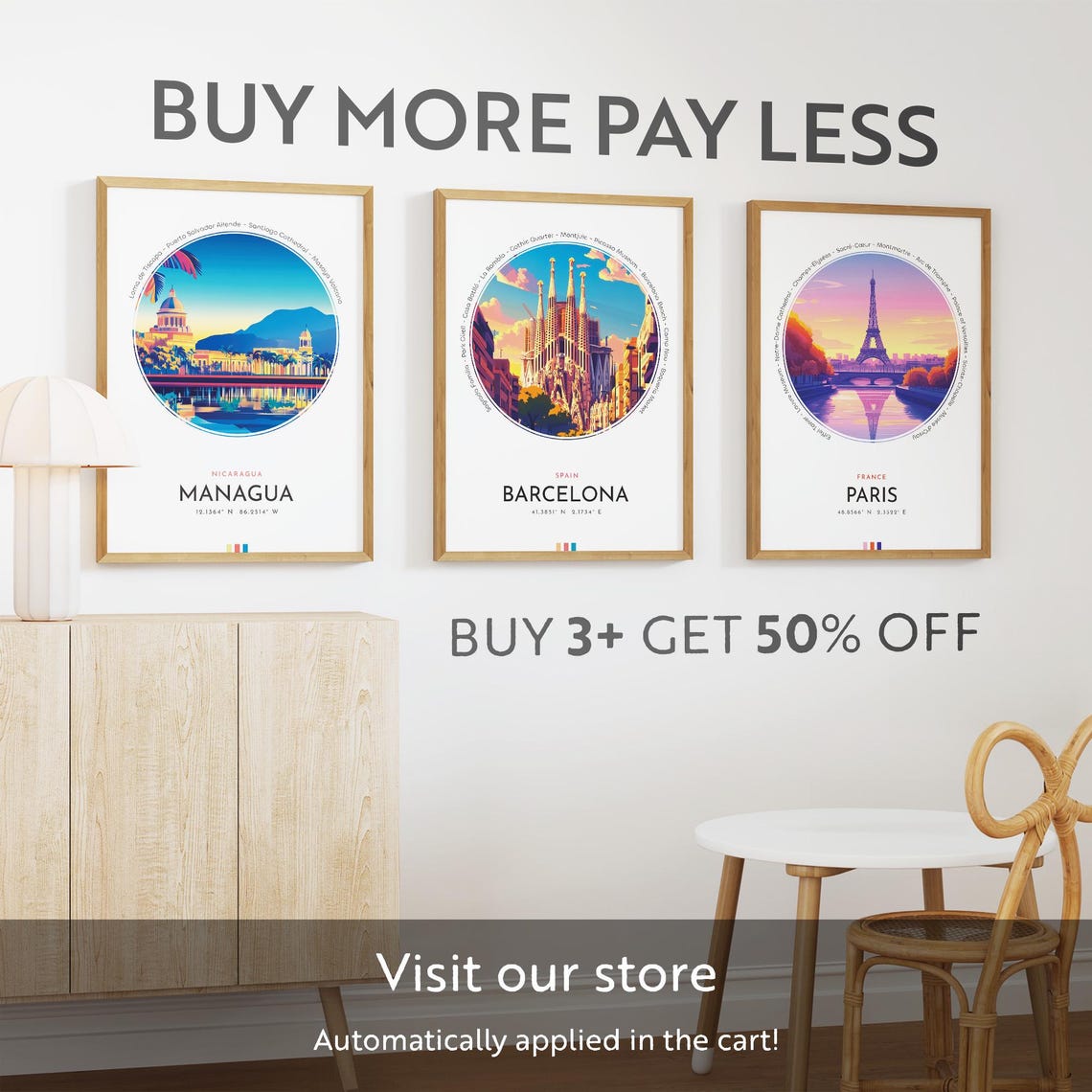 Managua City Poster Nicaragua Travel Print Wall Art Travel Gift Landscape City Art Wall Decor Birthday Gift - Image 3