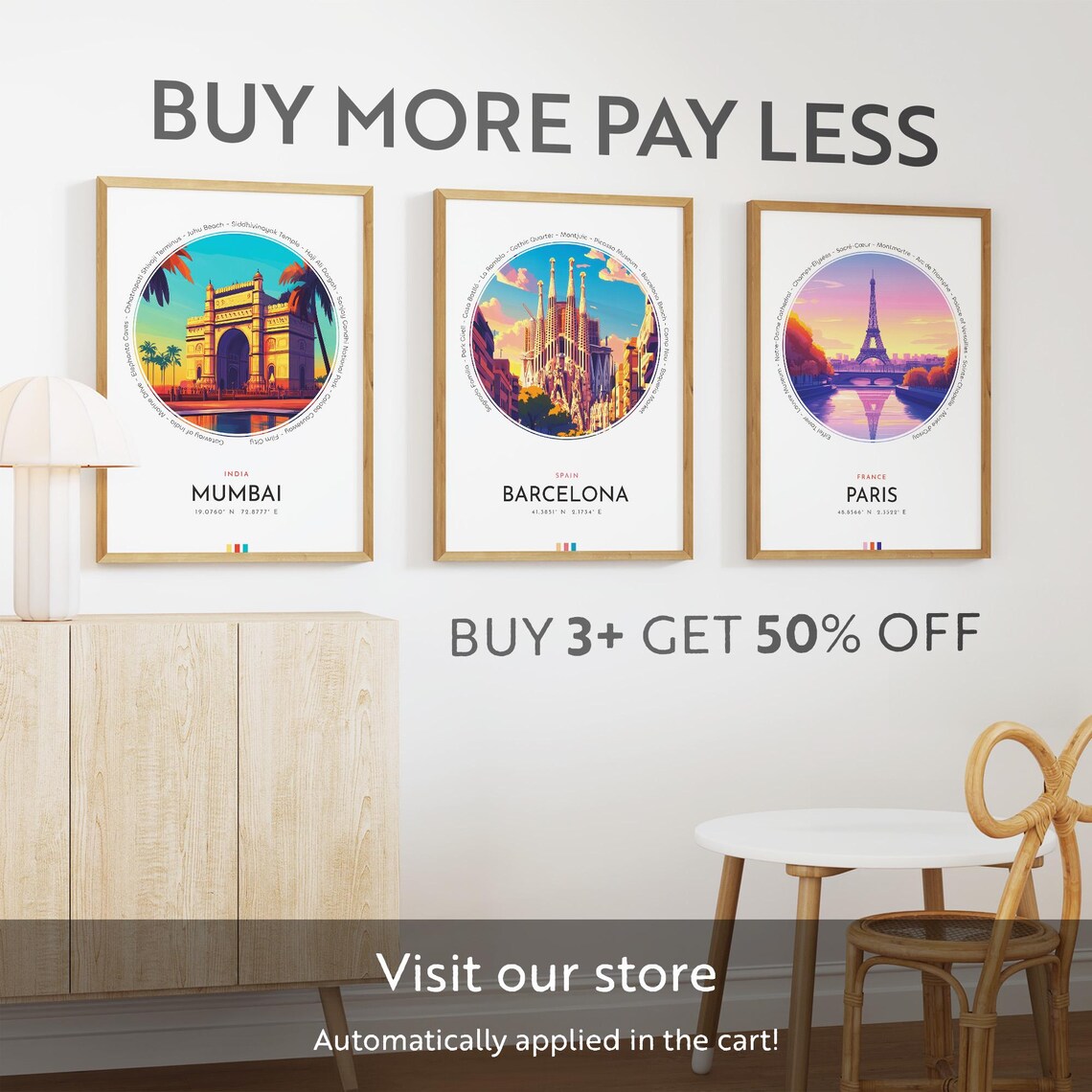Mumbai India Gateway of India Arch Palm Trees Sunset Travel Poster - Image 2