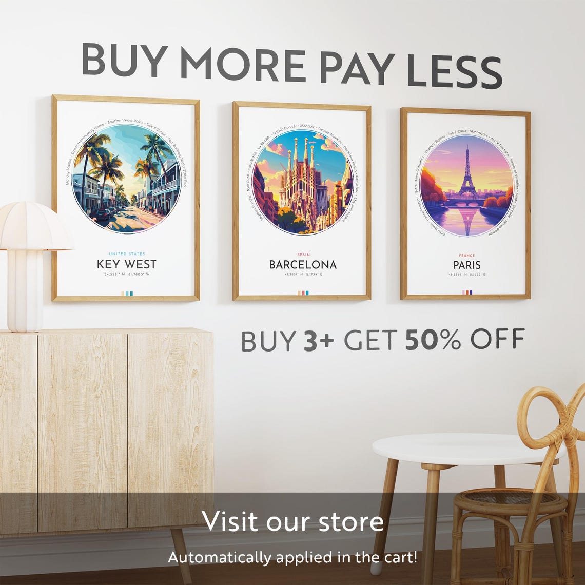 Key West Florida Duval Street Palm Lined Sunset Travel Poster - Image 3