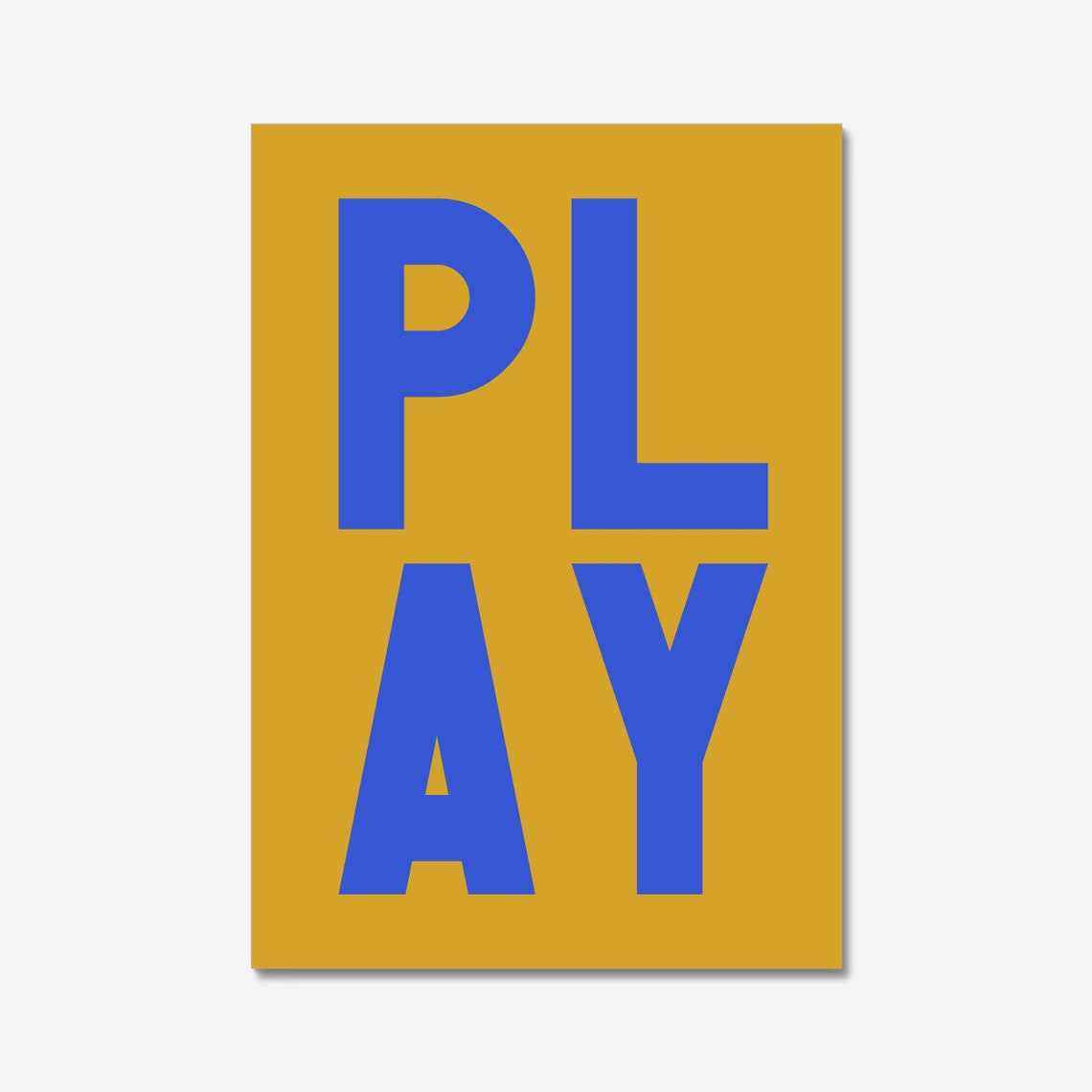 Play Bold Blue Typography Mustard Colorful Playful Graphic Poster