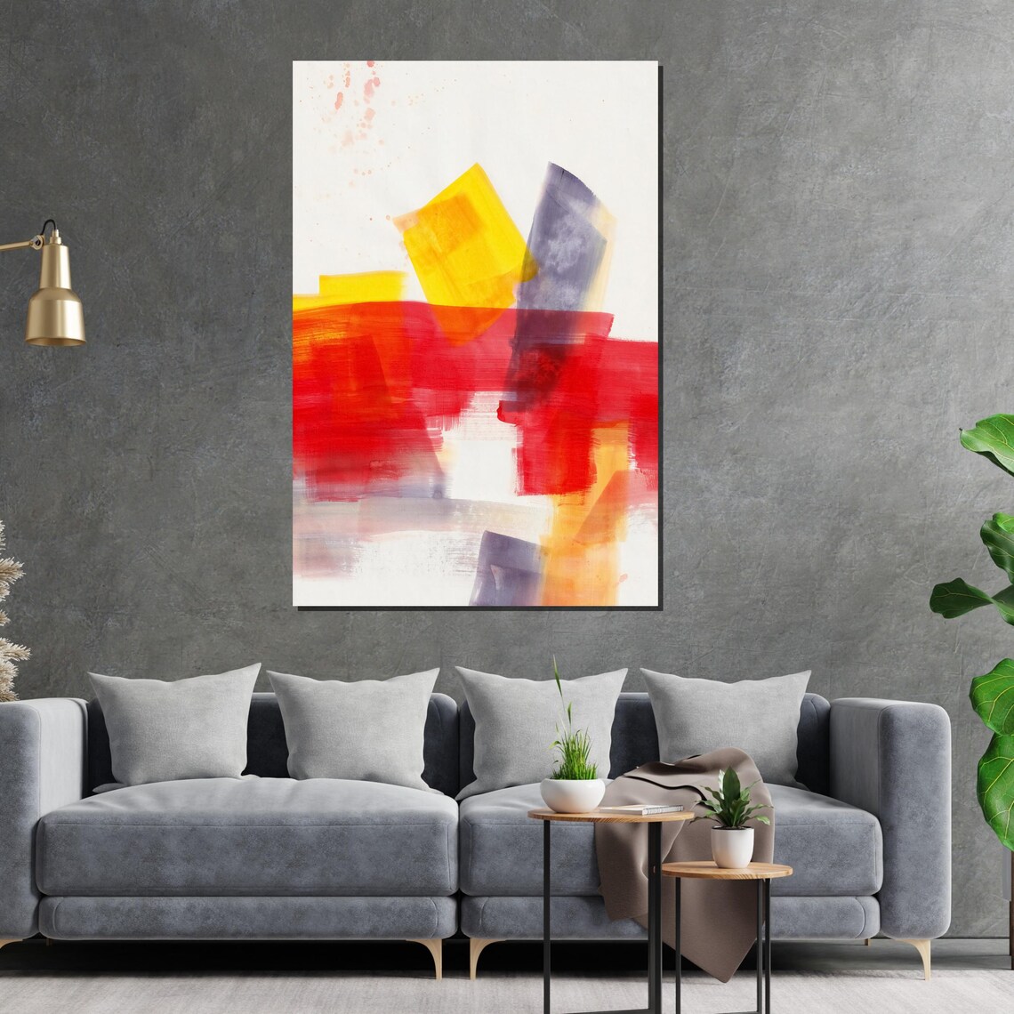 Red Yellow Color Splash Shapes Playful Modern Abstract Poster - Image 5