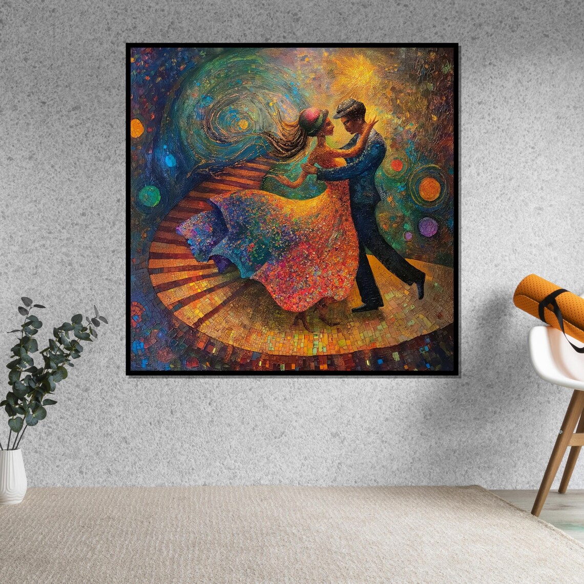 Romantic Dancing Couple Starry Night Mosaic Colorful Dance Wall Art - Image 5