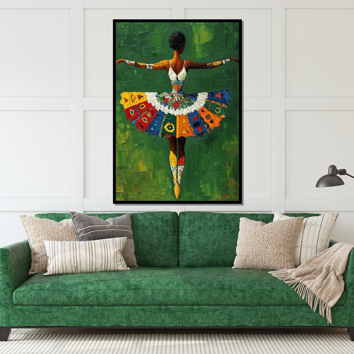 Ballerina in Colorful Patchwork Tutu Seen from Behind Art Poster - Image 5