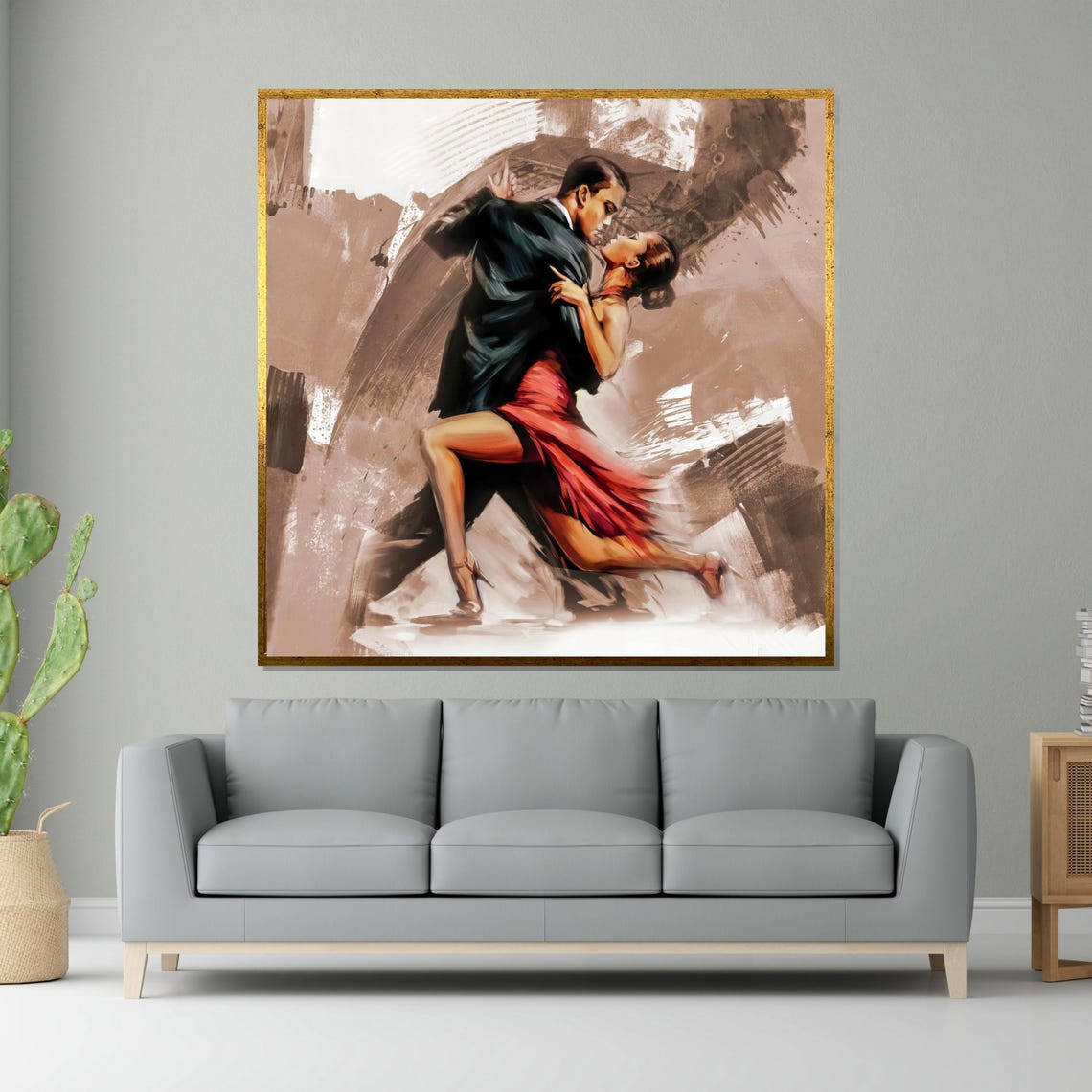 Passionate Tango Dancers Romantic Red Dress Dance Painting Poster