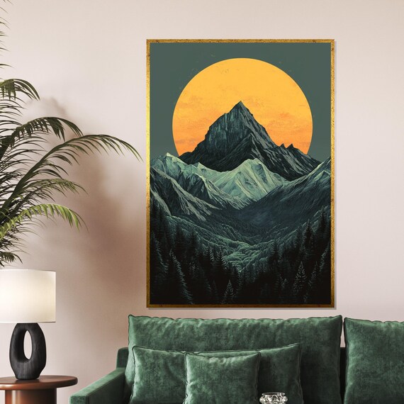 Majestic Mountain Sunlit Peak Art Mountain Landscape Wall Art Nature Scene Print Wall Art Design Ready To Hang Decor