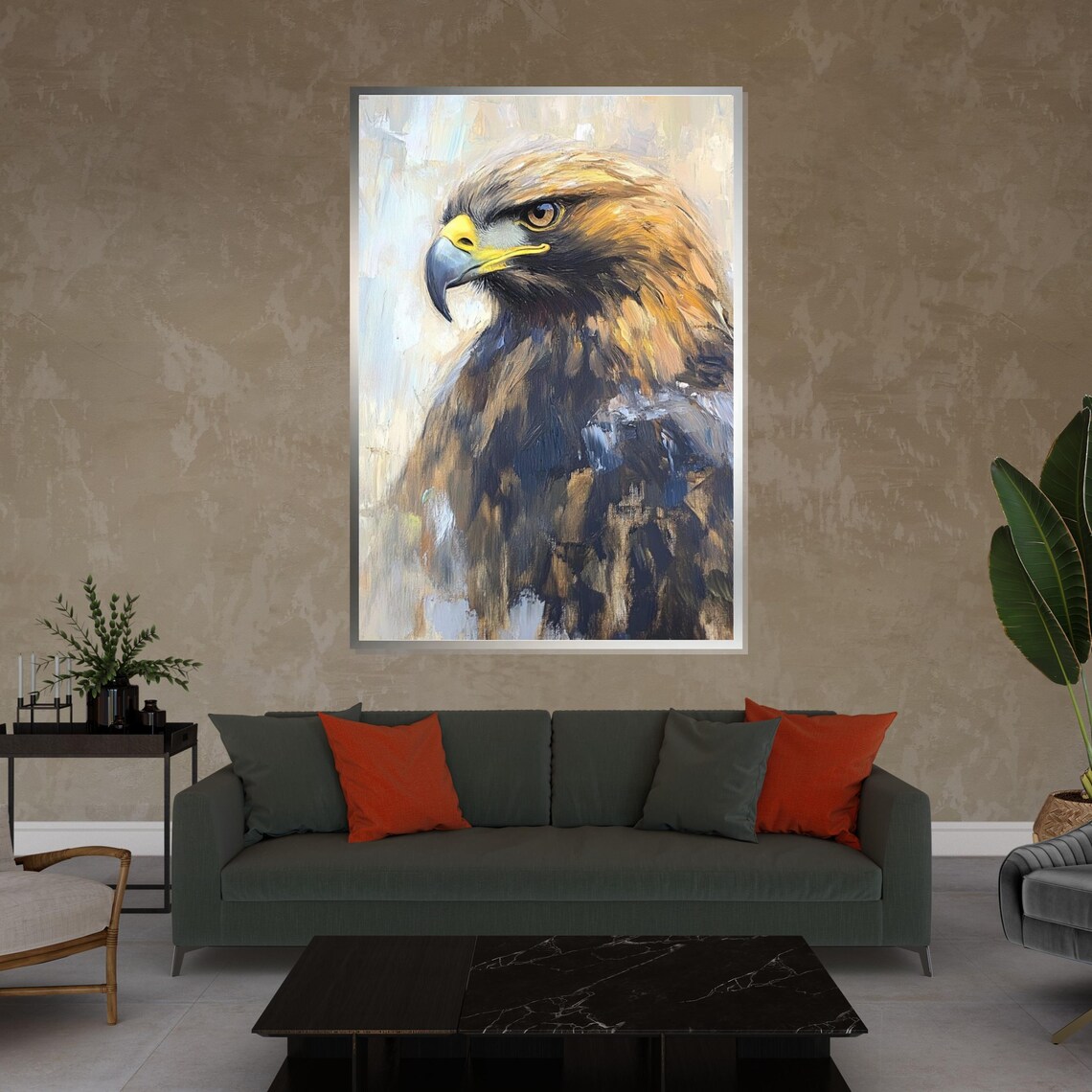 Bold Golden Eagle Portrait Fierce Raptor Painting Decorative Poster - Image 4