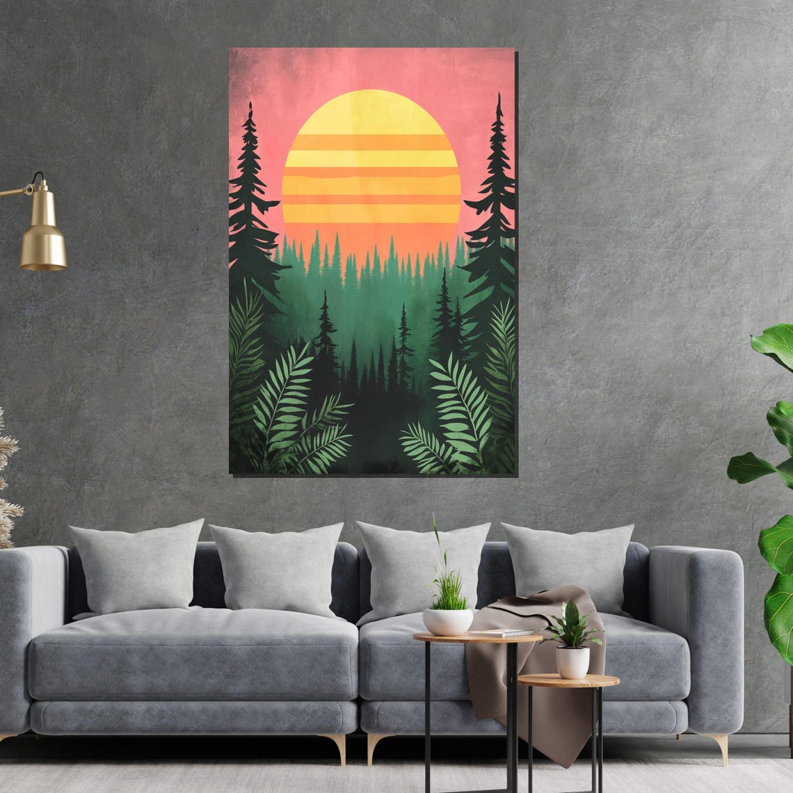 Forest Sunset Nature Wall Art Sunset Landscape Print Wall Art Design Ready To Hang Decorative Wall Dcor - Image 2
