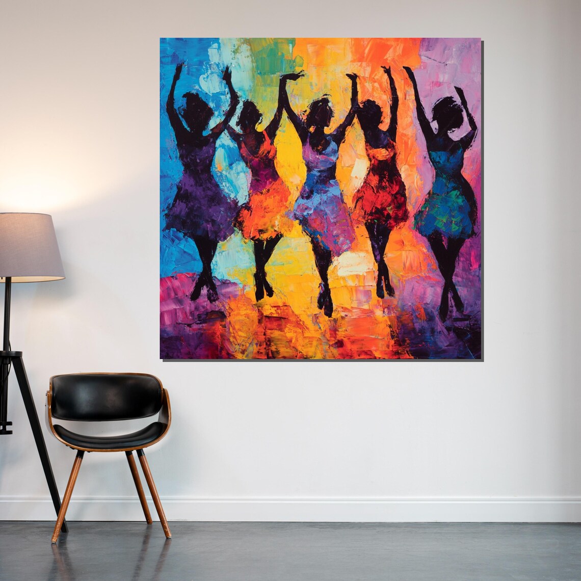 Joyful Dancing Silhouettes Colorful Dance Art Vibrant Decor Poster - Image 2