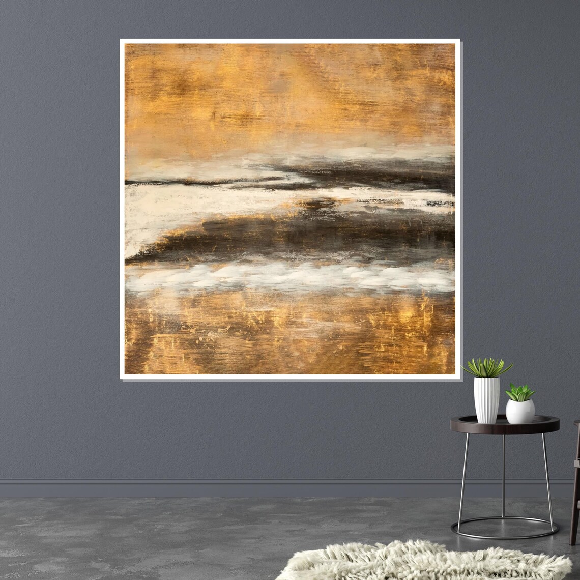 Golden Abstract Landscape Amber Horizon Earth Tone Warm Print - Image 3