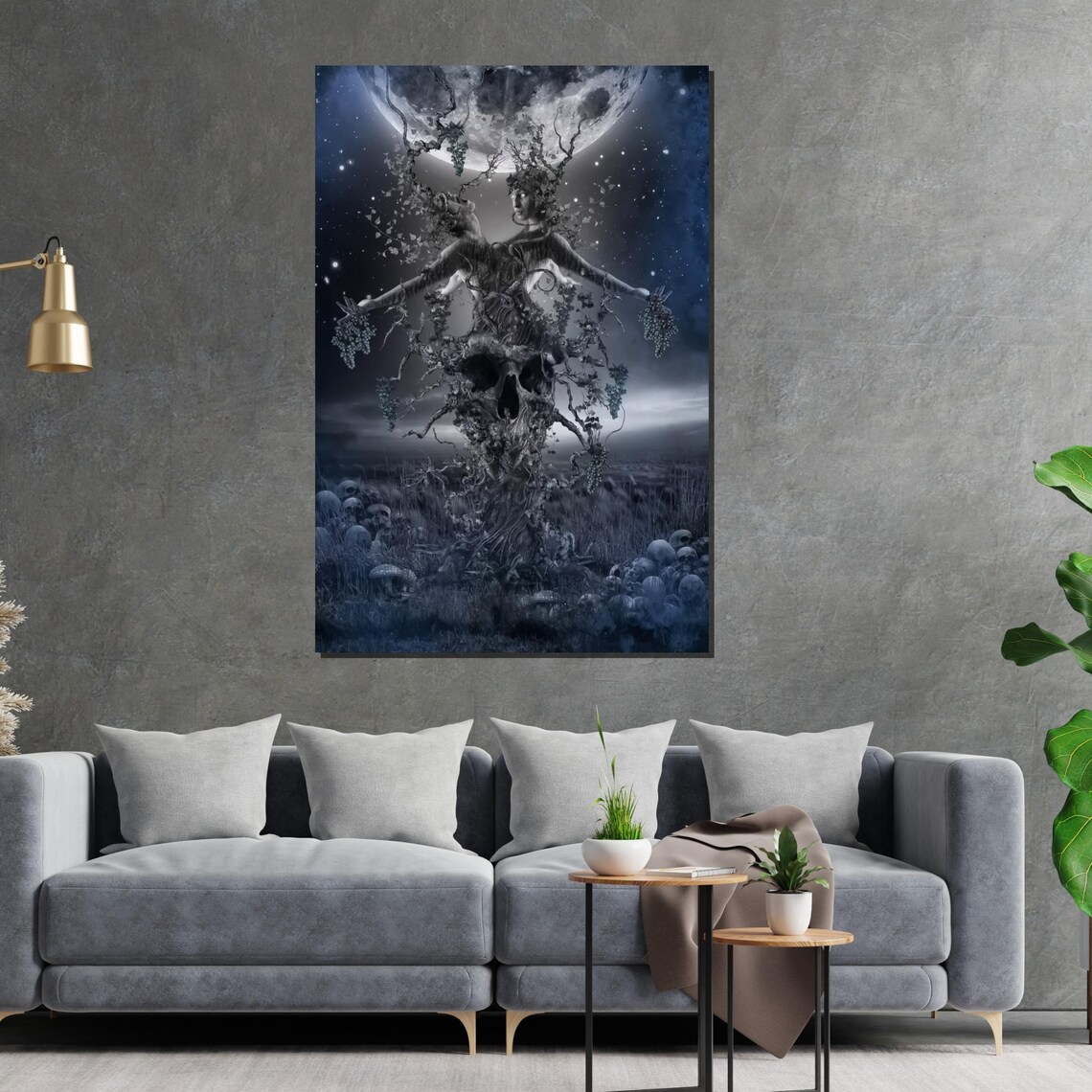 Gothic Skull Tree Of Life Under Full Moon Dark Surreal Fantasy Poster - Image 2
