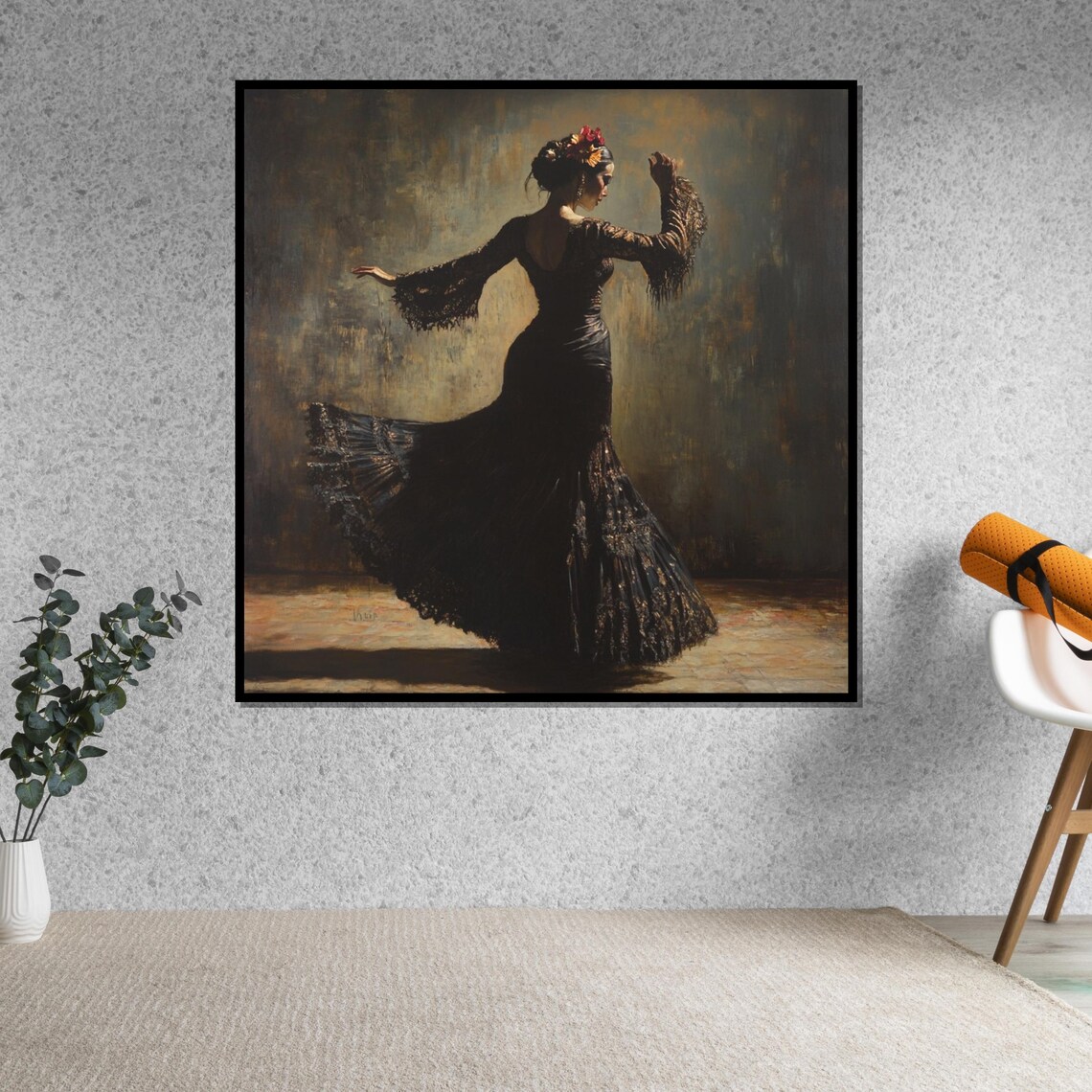 Flamenco Dancer in Black Dress Dramatic Spanish Dance Art Poster - Image 5