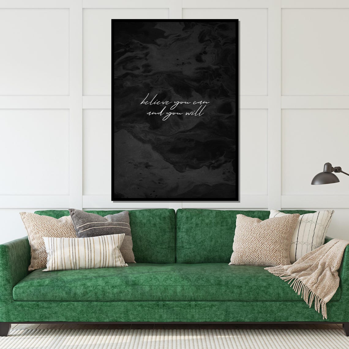 Believe You Can And You Will Black Marble Script Quote Poster - Image 4