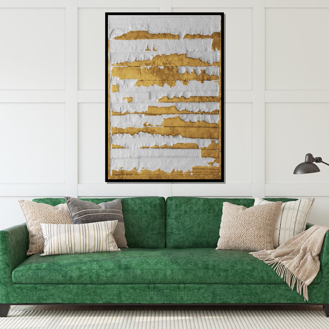 Gold Stripe Bands Textured White Luxe Modern Abstract Poster - Image 4