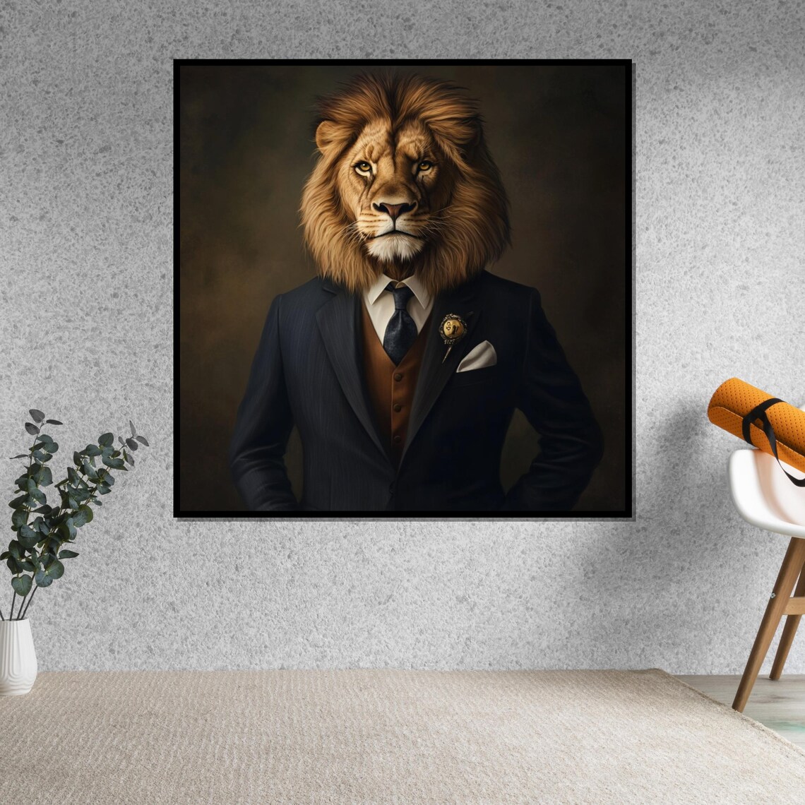 Lion Gentleman Formal Suit Regal Animal Oil Portrait Style Poster - Image 5