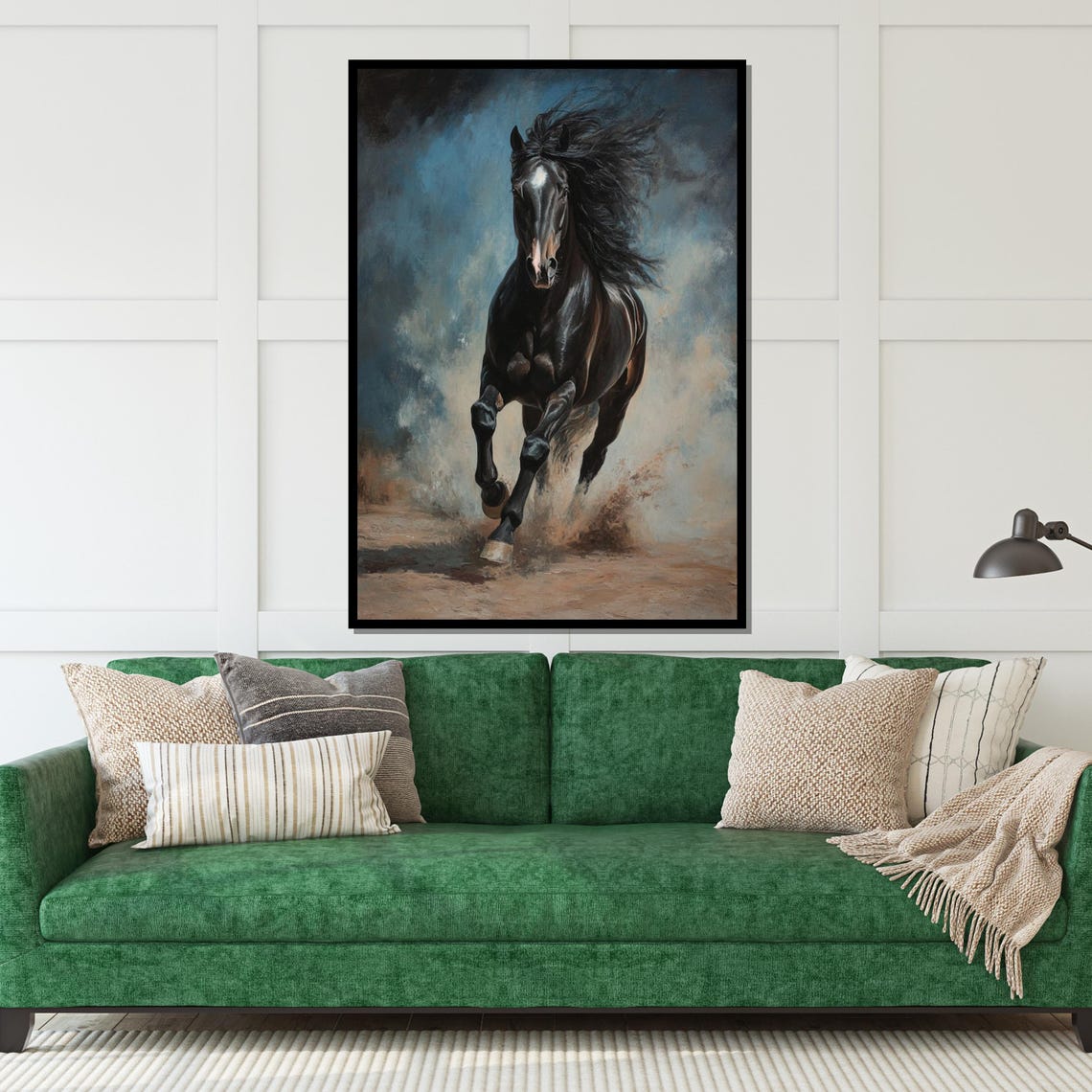 Black Stallion Galloping Dust Dramatic Equestrian Power Print - Image 5