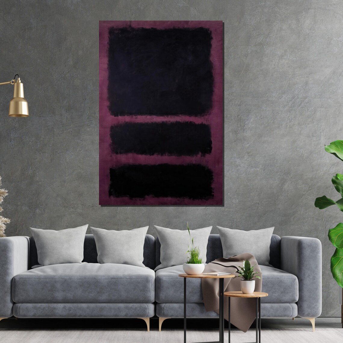 Black and Plum Color Field Abstract Moody Modern Painting Poster - Image 2