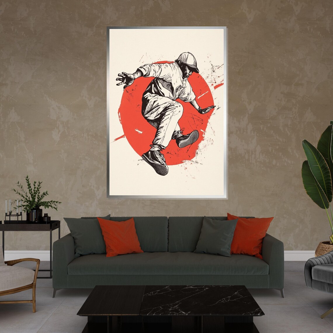 Street Breakdancer Midair Vivid Red Sun Circle Pop Art Poster - Image 4