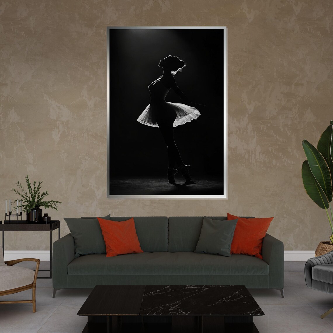 Ballerina Lit By Single Spotlight Deep Black Stage Drama Poster - Image 4