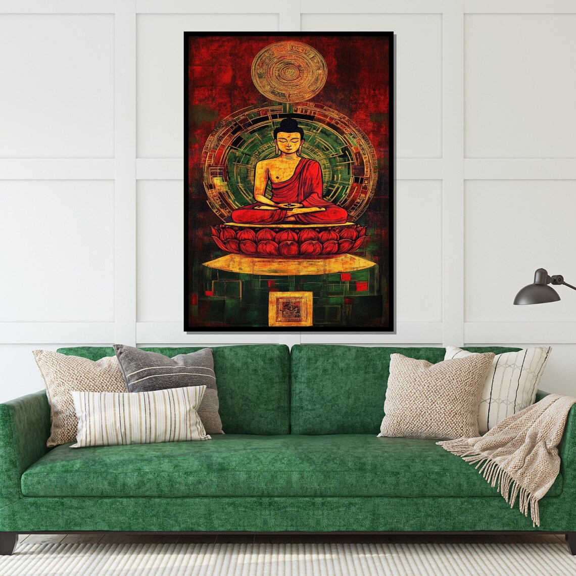 Buddha Red Robes Red Lotus Devotional Temple Sacred Art Poster - Image 5