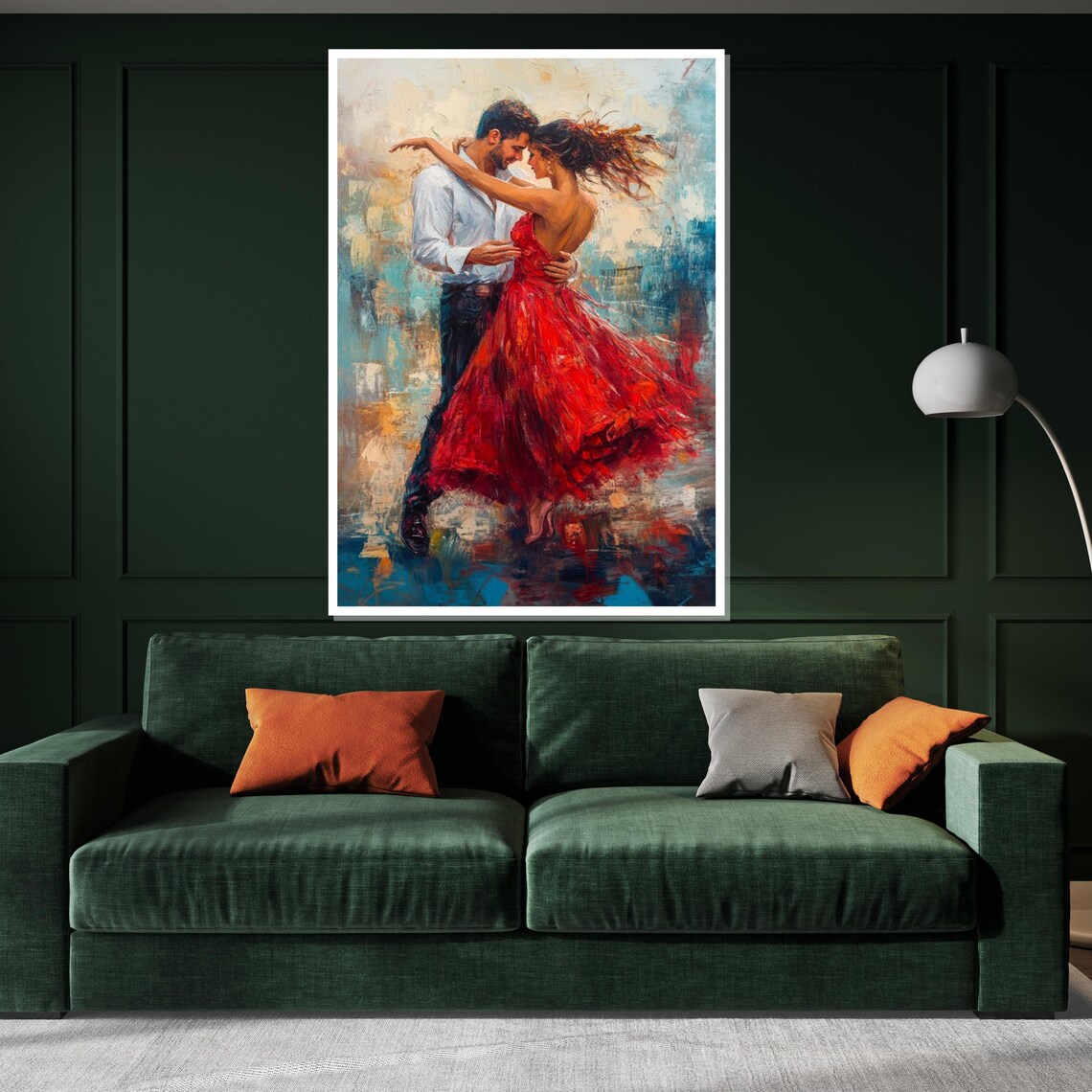 Dancing Couple Red Dress Whirling Joy Painting Love Art Poster - Image 3