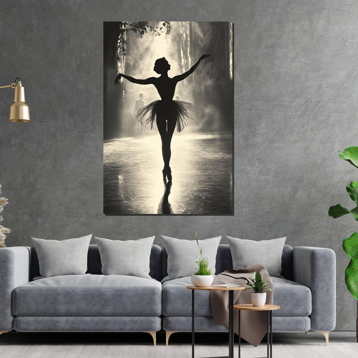 Ballerina Silhouette Single Spotlight Dark Stage Drama Poster - Image 2