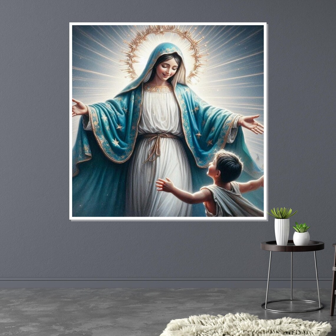 Our Lady Of Grace Blue Mantle Child Radiant Heavenly Wall Art - Image 3