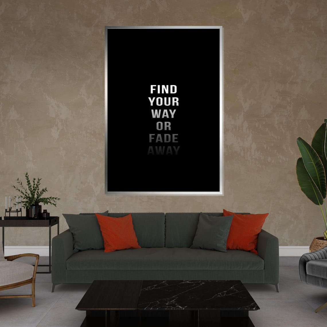 Find Your Way Or Fade Away Bold Fading Typography Quote Poster - Image 3