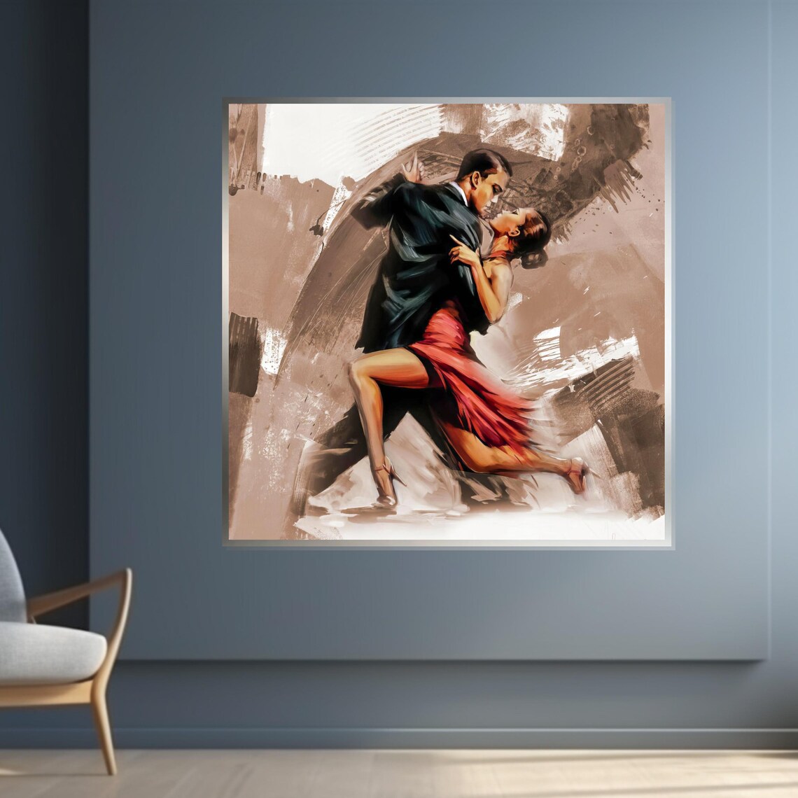 Passionate Tango Dancers Romantic Red Dress Dance Painting Poster - Image 4