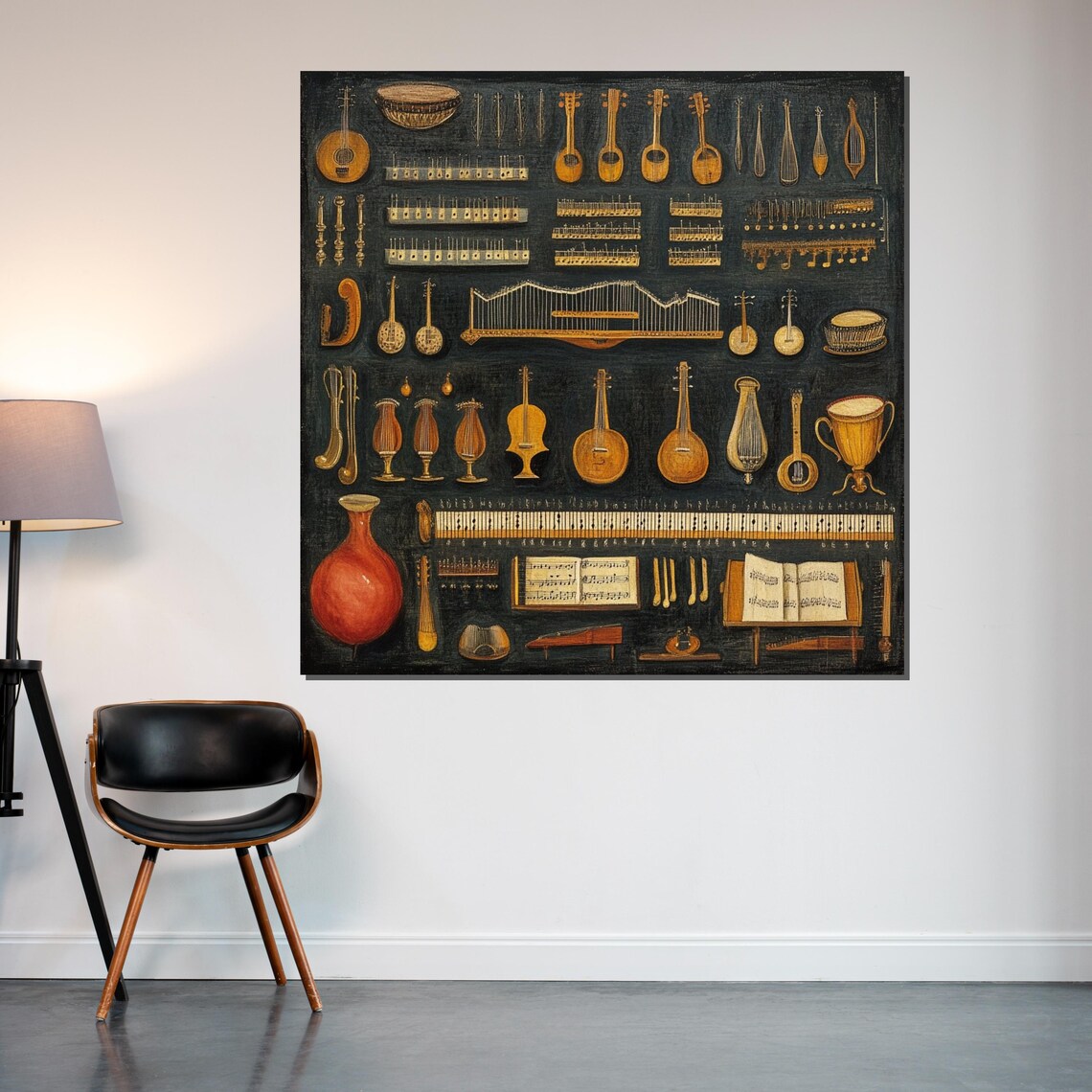 Antique Musical Instruments Chart Vintage Engraving Style Poster - Image 2