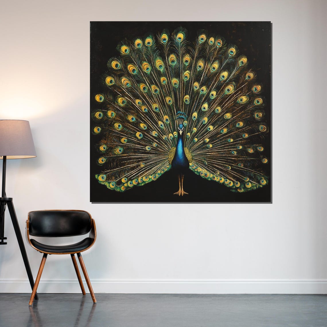 Majestic Peacock Full Feather Fan Elegant Bird Decorative Poster - Image 2