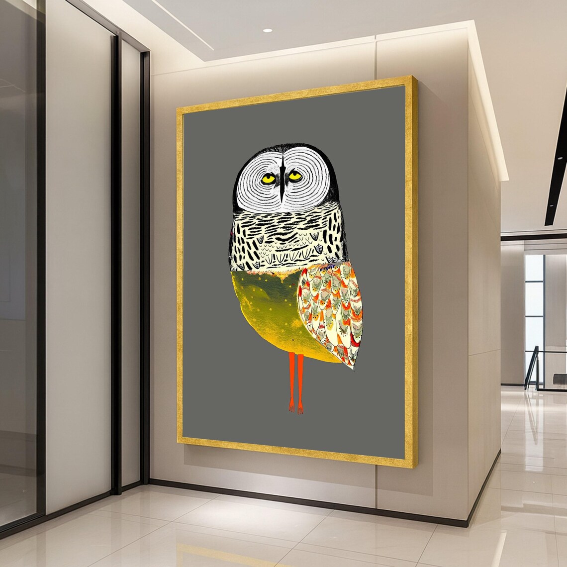 Whimsical Owl Illustration Art Print, Nature Inspired