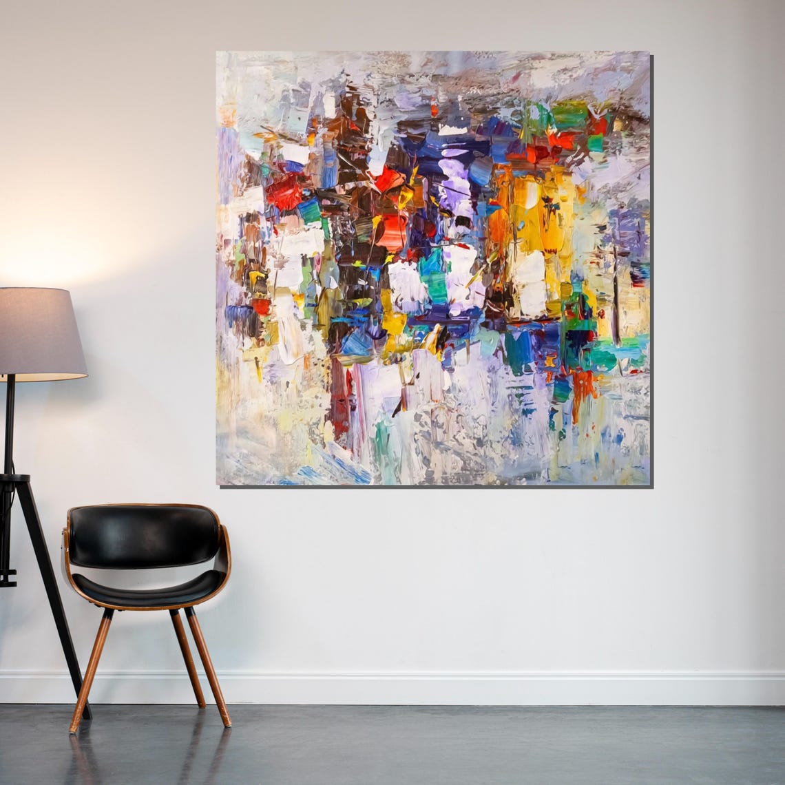 Multicolor Abstract Blocks Vibrant Impasto Texture Modern Print - Image 2