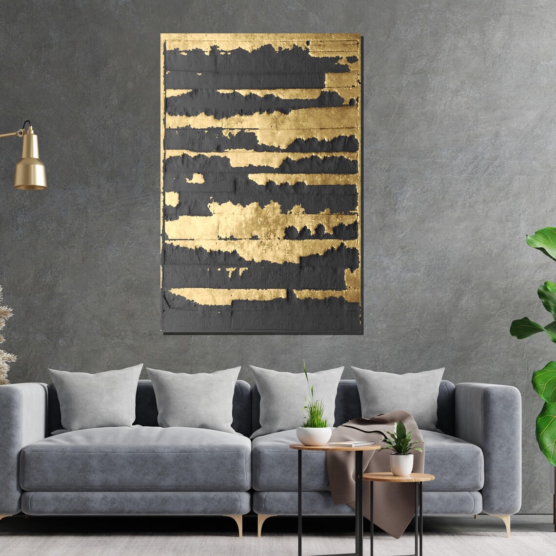 Gold Stripes Black Textured Bands Bold Modern Abstract Poster - Image 5