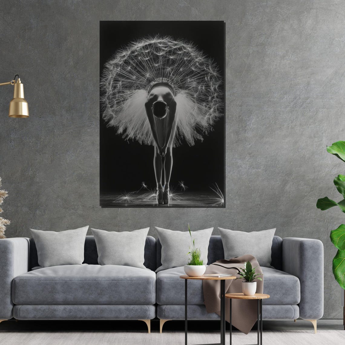 Ballerina Deep Bow Giant Dandelion Bloom Surreal Dance Poster - Image 2
