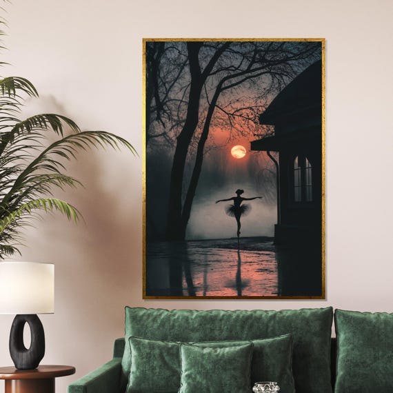 Ballerina Twilight Ballet Dance Silhouette Art Wall Art Design Scenic Dance Print Ready To Hang Decoration
