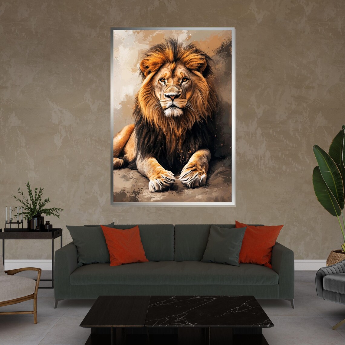Regal Lion Resting Noble King of Beasts Portrait Decorative Poster - Image 4
