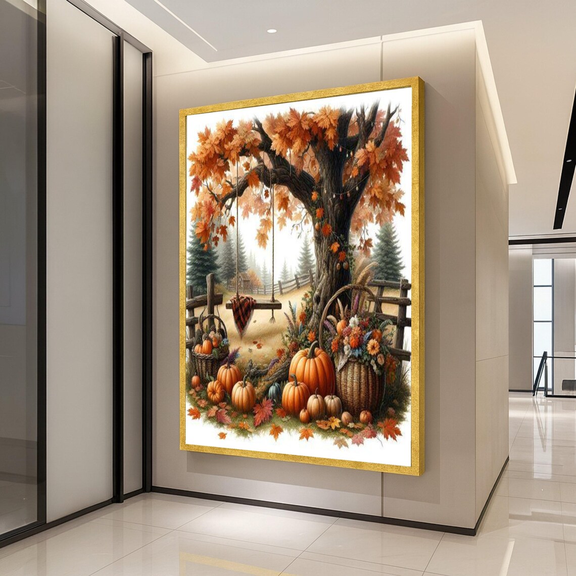 Autumn Harvest Poster Print, Pumpkin Rustic Decor