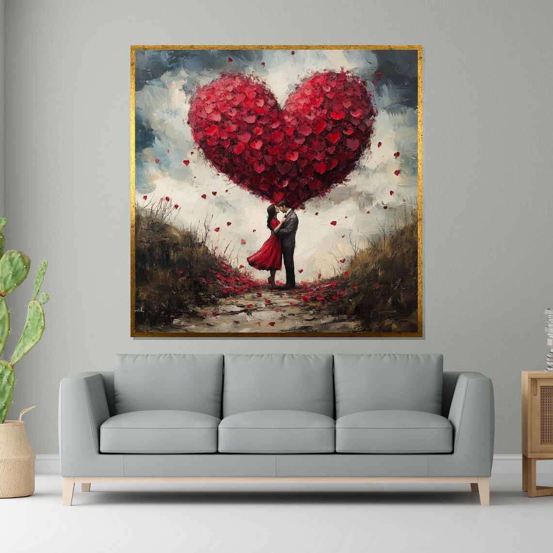 Heart Couple In Love Balloon Art Print, Romantic Decor