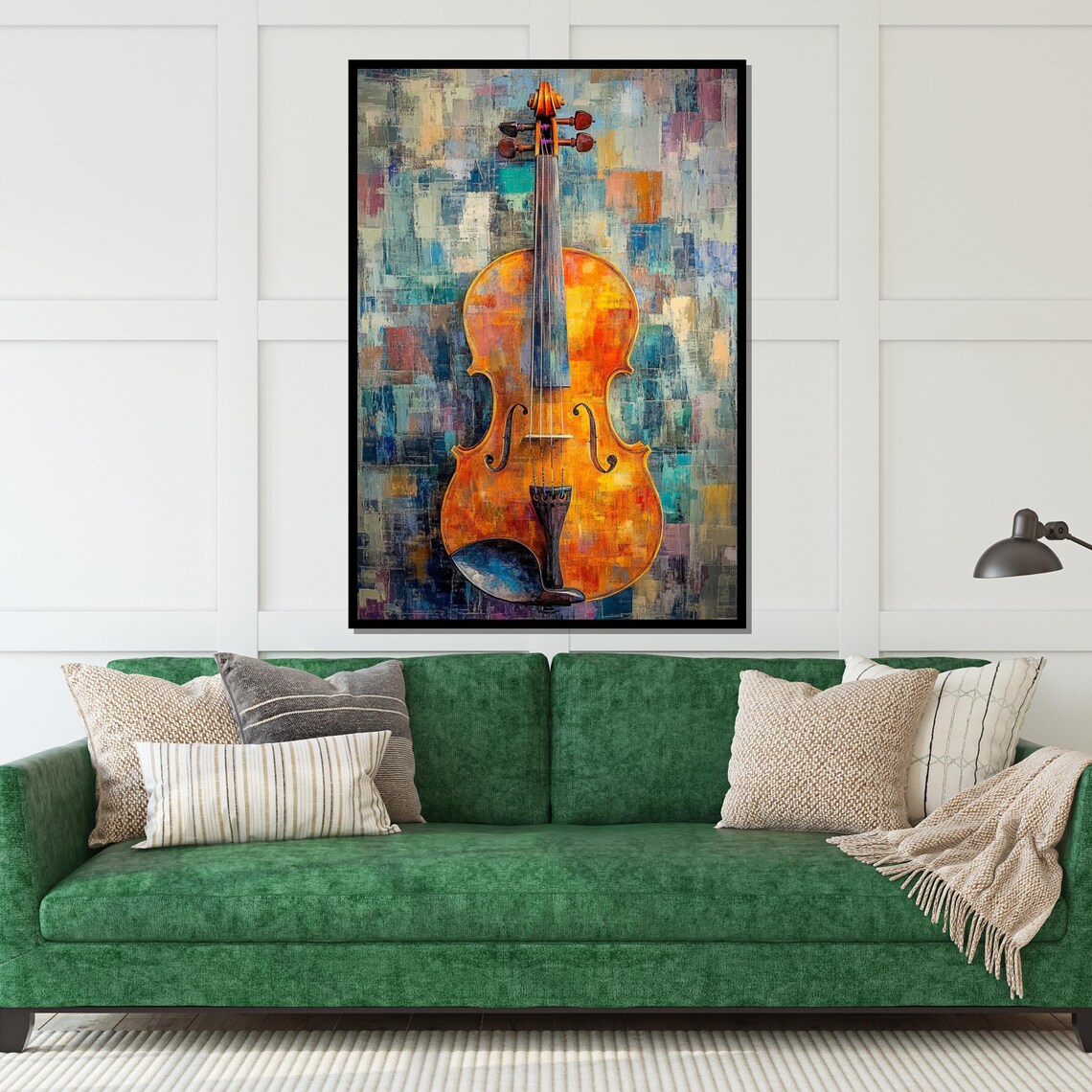 Colorful Abstract Violin Warm Orange Tones Expressive Music Poster - Image 5