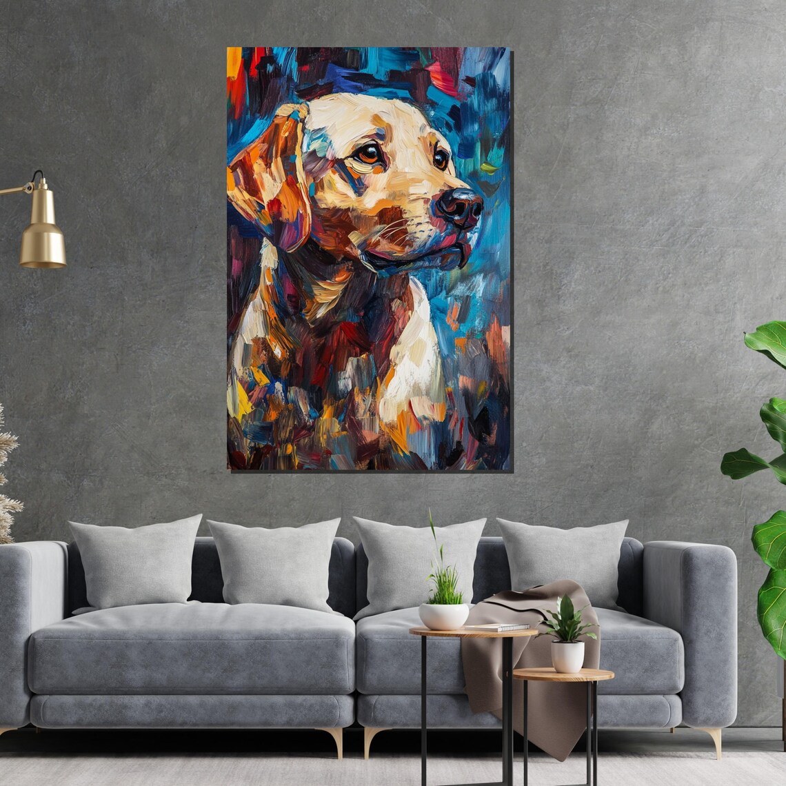Expressive Labrador Retriever Colorful Painted Dog Portrait Poster - Image 2
