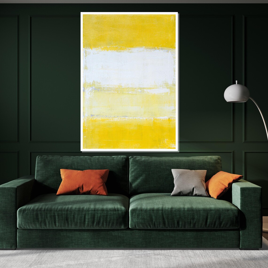 Golden Yellow White Color Field Minimalist Modern Art Poster - Image 3