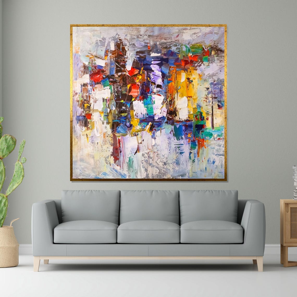Multicolor Abstract Blocks Vibrant Impasto Texture Modern Print