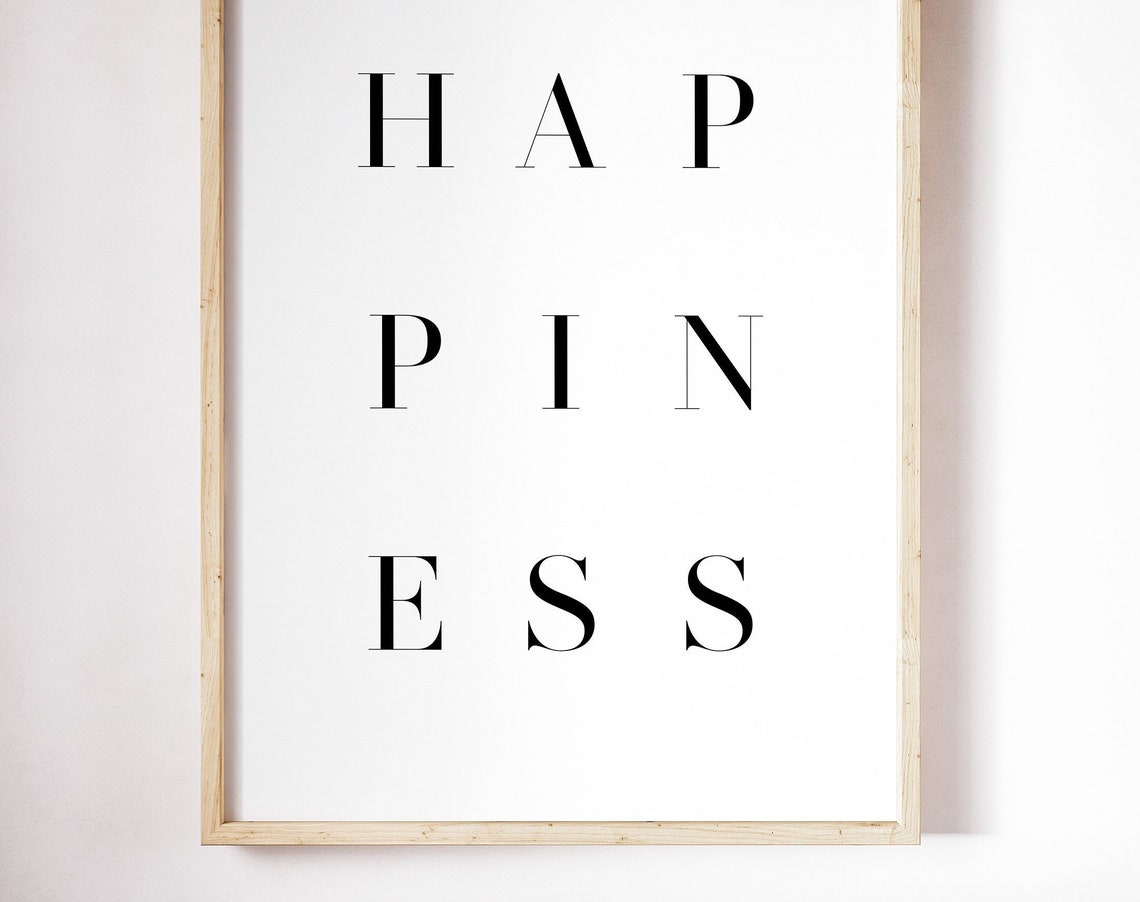 Happiness Letter Spacing Minimalist Black And White Typography Poster - Image 5