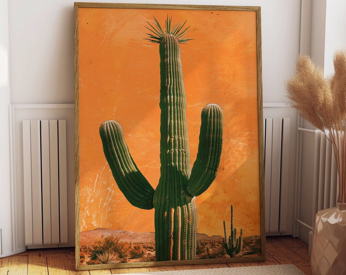 Vintage Western Cactus Art Print, Sonoran Desert