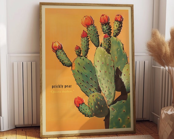 Vintage Prickly Pear Cactus Print, Sonoran Desert