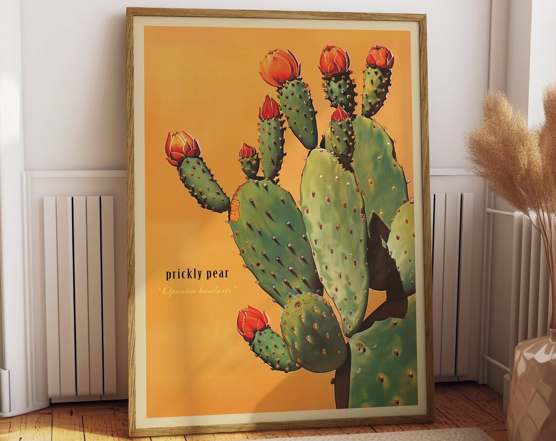 Vintage Prickly Pear Cactus Print, Sonoran Desert