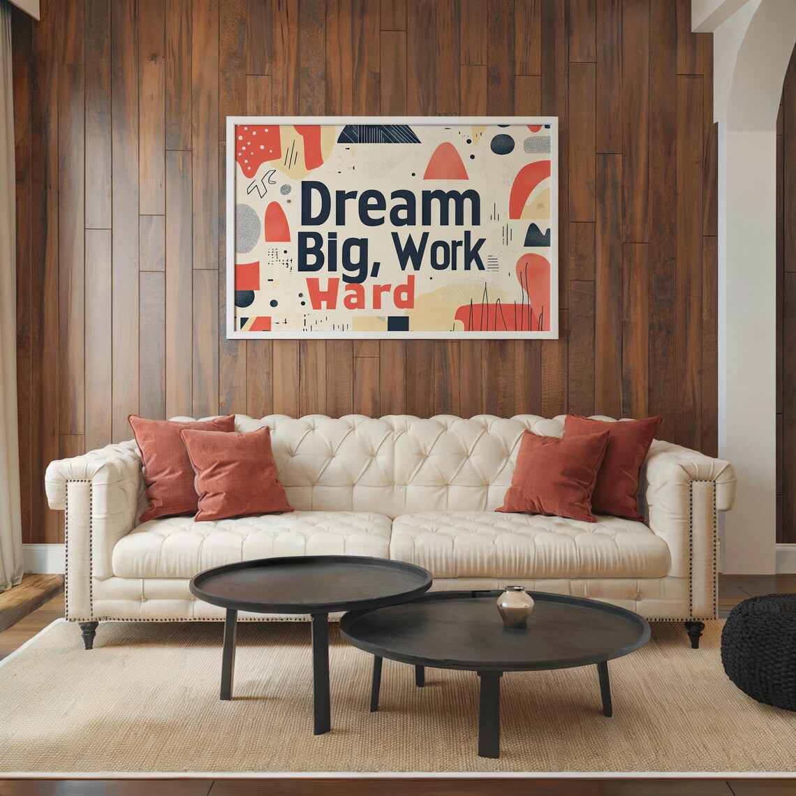 Dream Big Work Hard Modern Typography Print Motivational Quote Art Bold Minimalist Design Geometric Background - Image 4