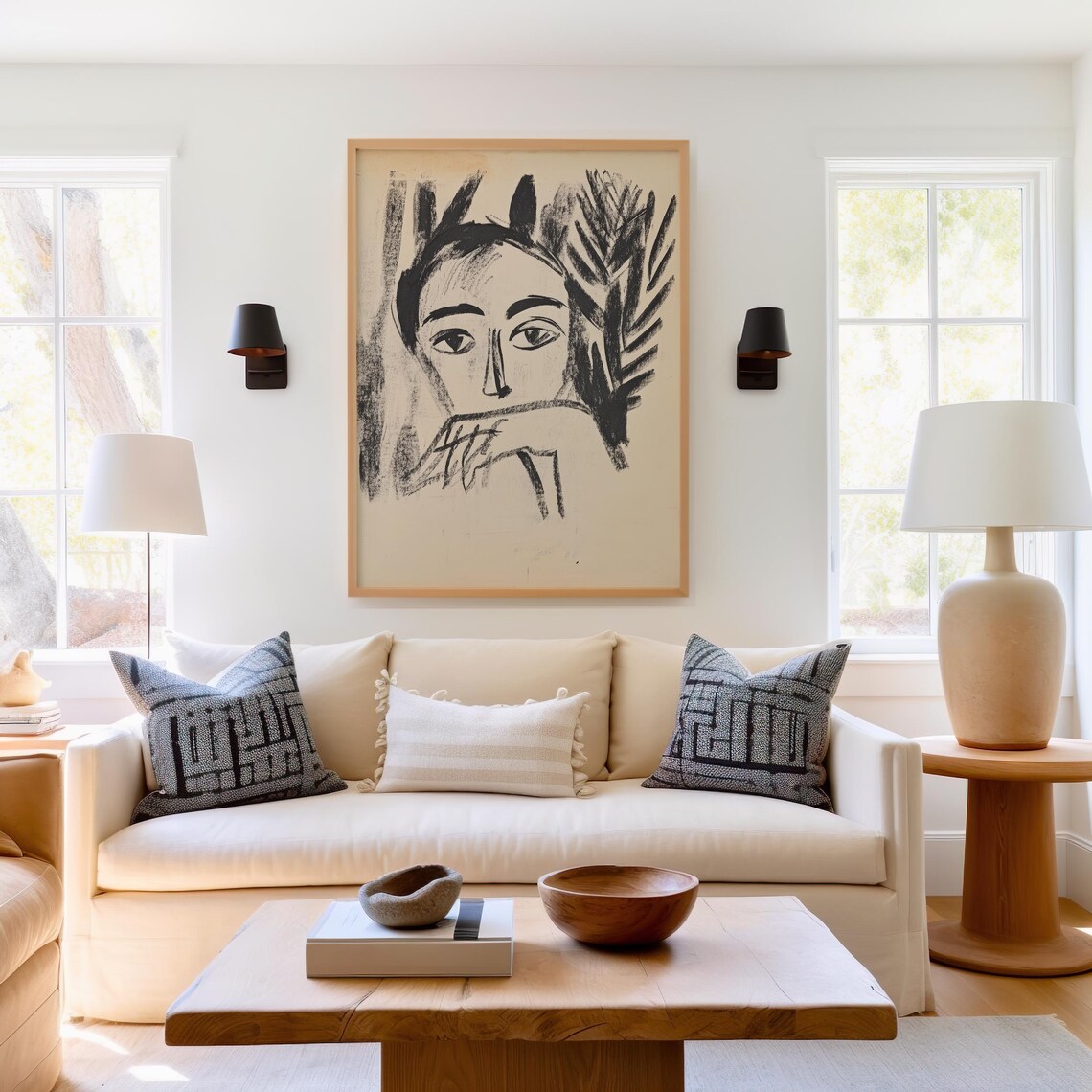 Reflective Woman Abstract Portrait Black Ink Modern Minimalist Poster - Image 2