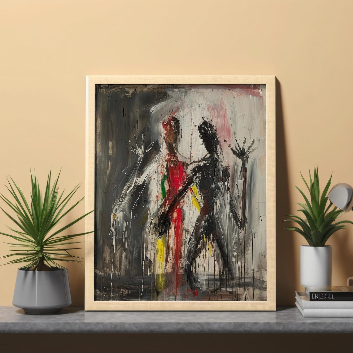 Expressionist Dual Figures Abstract Painting Red Black Drips Poster - Image 7