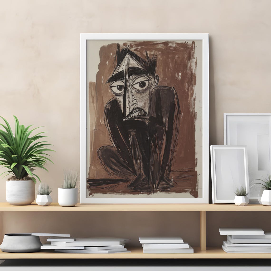 Contorted Reflections Abstract Expressionist Figure Emotional Surreal Portrait Moody Modern Art Home Decor Art Wall Art - Image 3